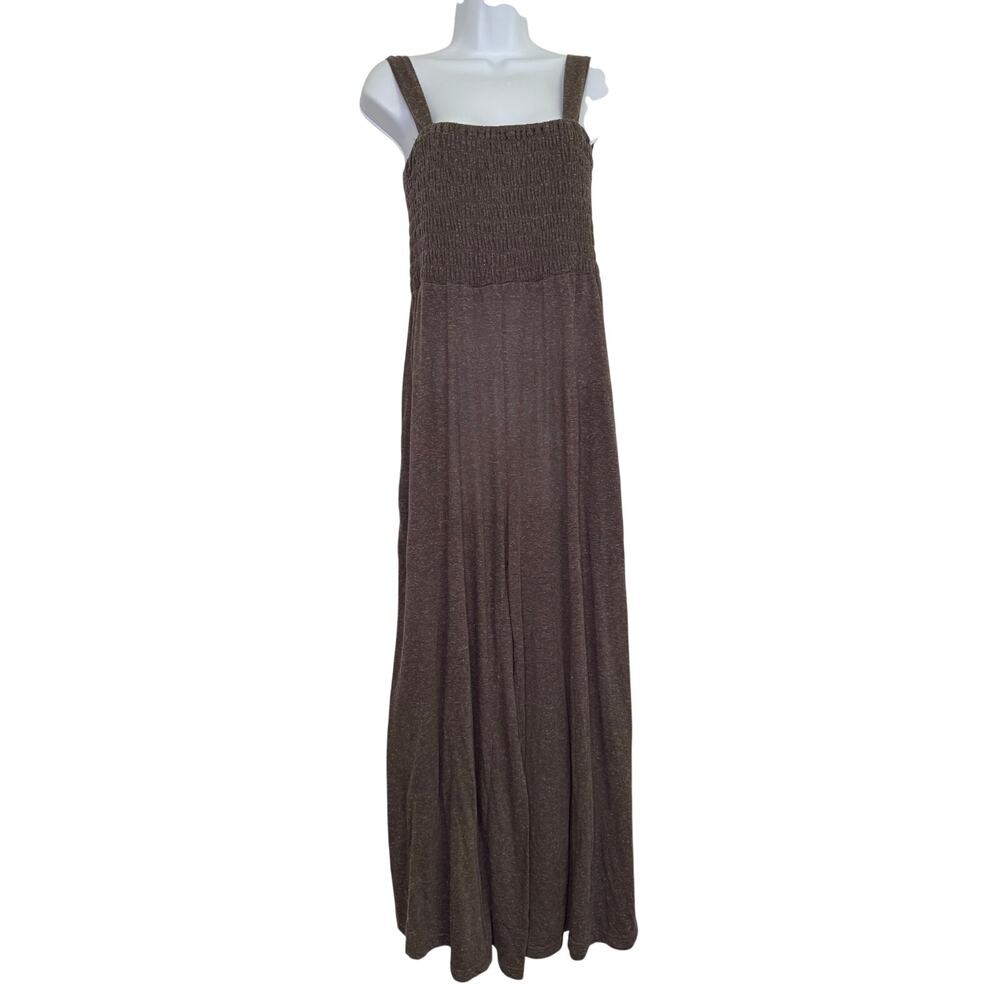 By Together Jumper Brown Heathered Wide Legs Size MEDIUM Pockets Linen Blend